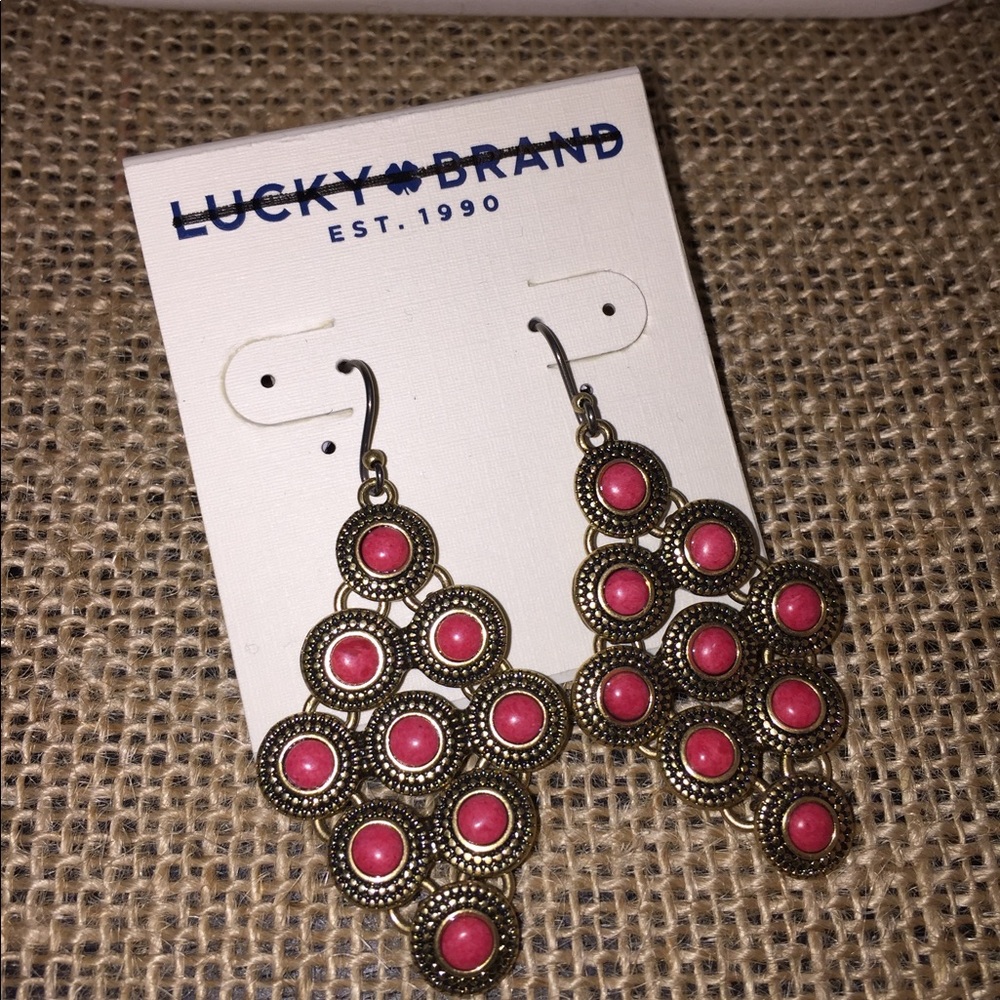 🛑 SOLD 🚨LUCKY BRAND 3 Pc Coral Gold Tone Necklace Bracelet Earrings Set $133 NWT - Picture 5 of 11